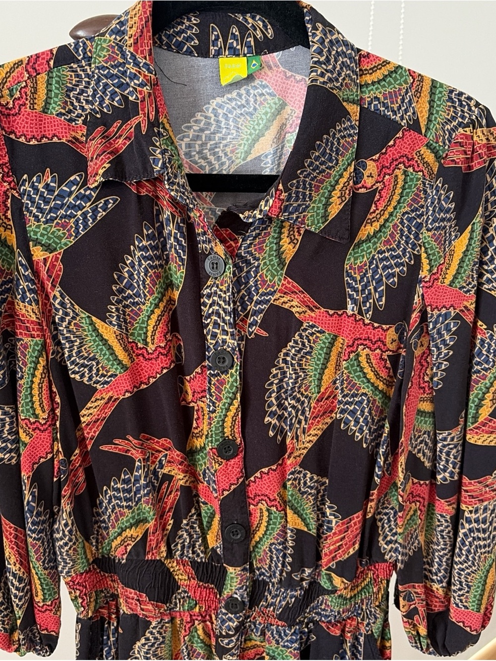 Farm Rio Black Jumpsuit with Multicolor Print - Picture 2 of 6